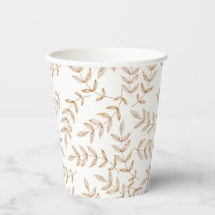 Elegant Watercolor Leaves Thanksgiving Paper Cups