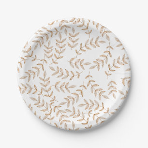 Elegant Watercolor Leaves Thanksgiving Paper Plate