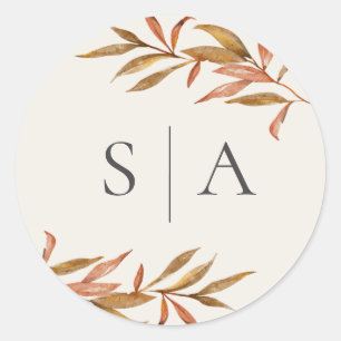 Elegant Watercolor Leaves Wedding Envelope Seals