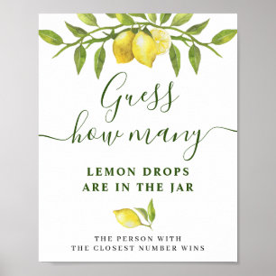 Elegant Watercolor Lemon Bridal Shower Poster