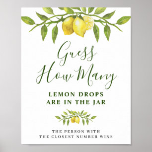 Elegant Watercolor Lemon Bridal Shower Poster