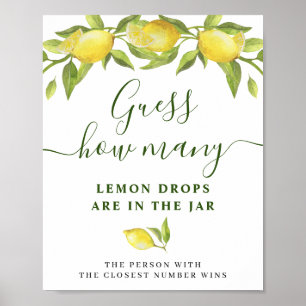 Elegant Watercolor Lemon Bridal Shower Poster