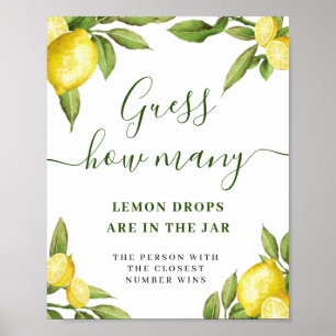 Elegant Watercolor Lemon Bridal Shower Poster