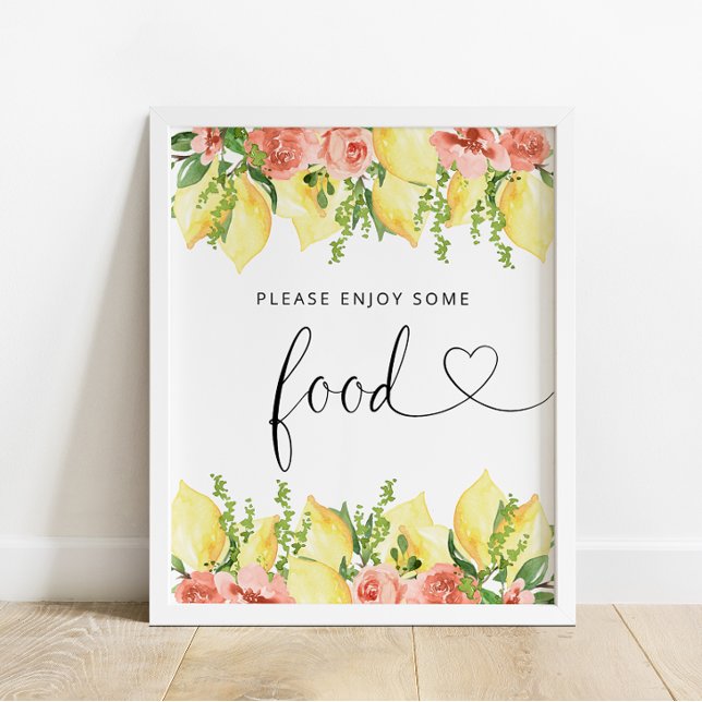 Elegant Watercolor Lemon Floral Food Sign (Creator Uploaded)