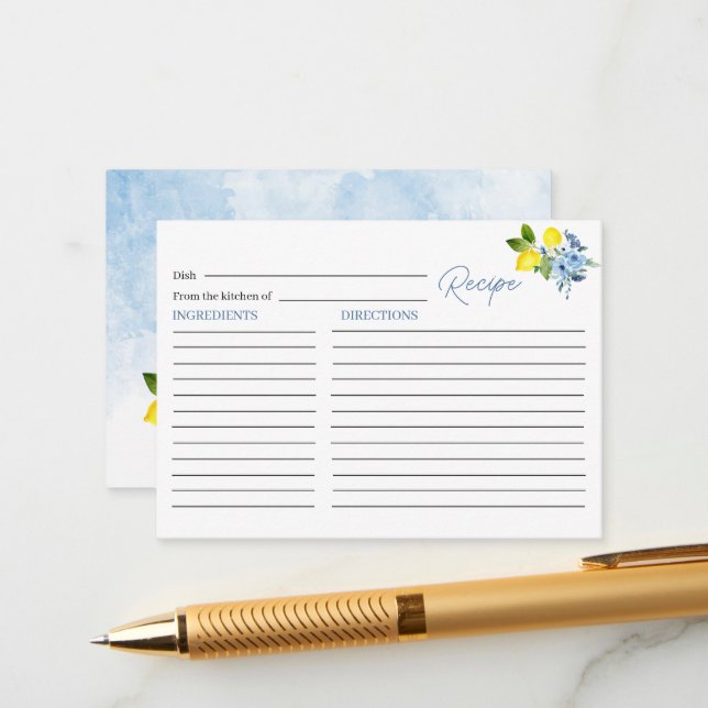 Elegant Watercolor Lemon Main Squeeze Bridal Showe Enclosure Card (Front/Back In Situ)