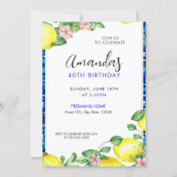 Elegant Watercolor Lemon Mosaic 40th Birthday