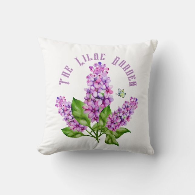 Elegant watercolor lilac branch cushion (Front)
