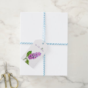 Elegant watercolor lilac branch gift tags