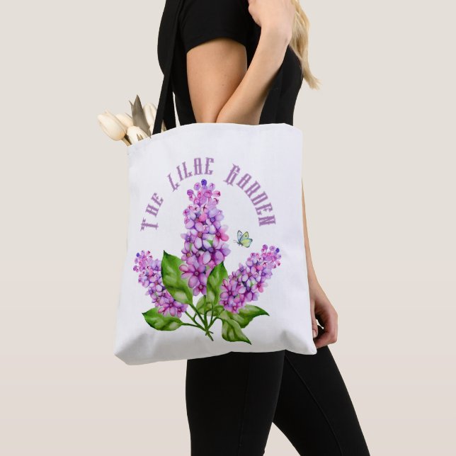 Elegant watercolor lilac branch tote bag (Close Up)