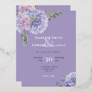 Elegant Watercolor Lilac & Dusty Blue Hydrangeas