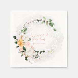 Elegant Watercolor Lilies Magnolias Roses Peonies Napkin