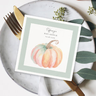 Elegant Watercolor Little Pumpkin Baby Shower Napkin
