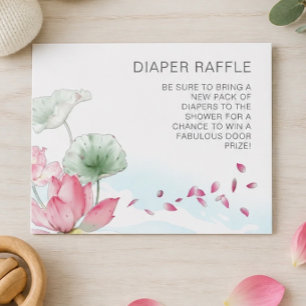 Elegant Watercolor Lotus Flower Diaper Raffle Enclosure Card