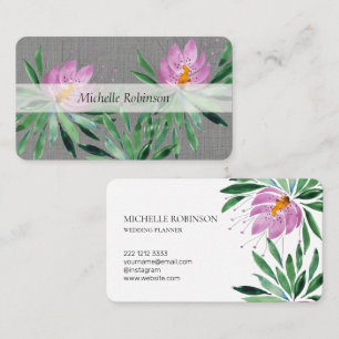 Elegant Watercolor Lotus Flower Professional Business Card
