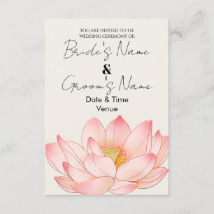Elegant Watercolor Lotus Wedding Invite