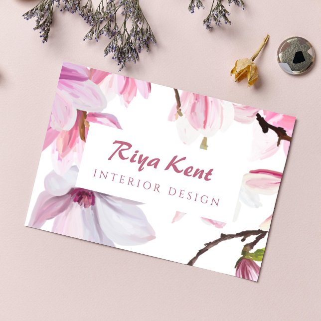Elegant Watercolor Magnolia  Business Card (Creator Uploaded)
