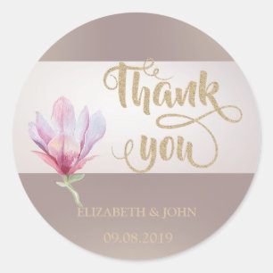 Elegant Watercolor Magnolia Wedding Sticker