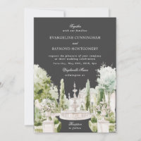 Elegant Watercolor Manor Garden Grey Wedding