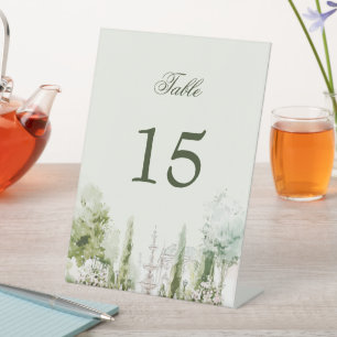 Elegant Watercolor Manor Garden Wedding Pedestal Sign