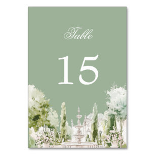 Elegant Watercolor Manor Garden Wedding Table Number