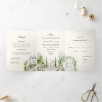 Elegant Watercolor Manor Garden Wedding