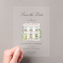 Elegant Watercolor Manor Photo Save The Date Card