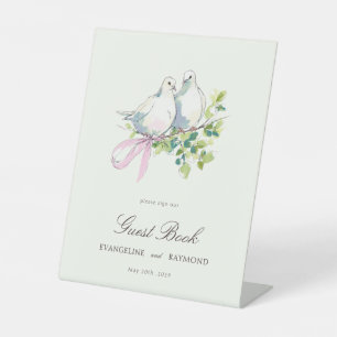 Elegant Watercolor Manor Rococo Wedding Guest Book Pedestal Sign