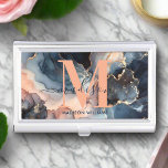 Elegant Watercolor Marble Pink Blue Gold Monogram Business Card Holder<br><div class="desc">Introducing our Modern Watercolor Marble Pink Blue Gold Monogram Business Card Case. Embrace modern elegance with this sleek case, showcasing a blend of pink and blue watercolor marble, accentuated by a personalised Pink monogram. Elevate your professional presentation with this sophisticated accessory, adding a touch of contemporary style to your networking....</div>