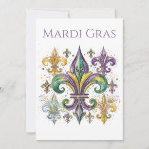 Elegant Watercolor Mardi Gras Invitation