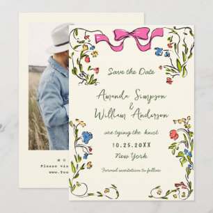 Elegant Watercolor Meadow Wildflower Wedding Save The Date