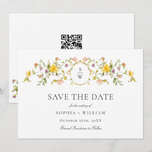 Elegant Watercolor Meadow Wildflower Wedding Save The Date