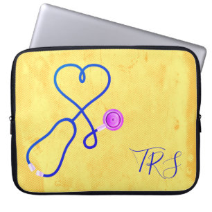 Elegant Watercolor Medical Doctor or Nurse Yellow Laptop Sleeve