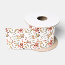 Elegant Watercolor Merry Christmas Satin Ribbon