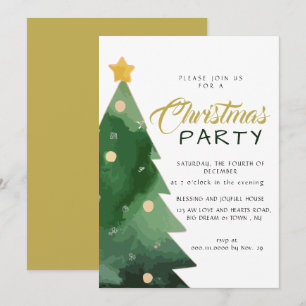 Elegant Watercolor Minimalist Christmas Party Invitation