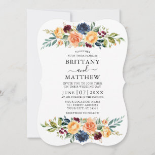 Elegant Watercolor Mixed Floral Greenery Wedding Invitation