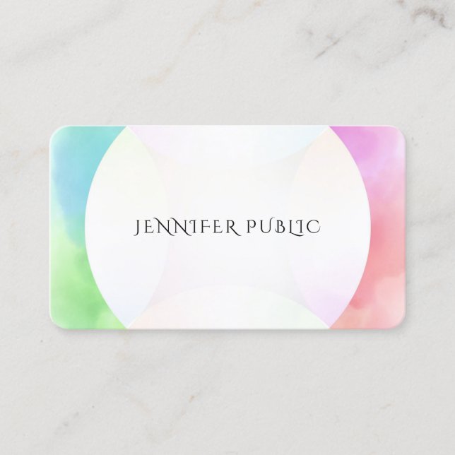 Elegant Watercolor Modern Simple Design Template Business Card (Front)