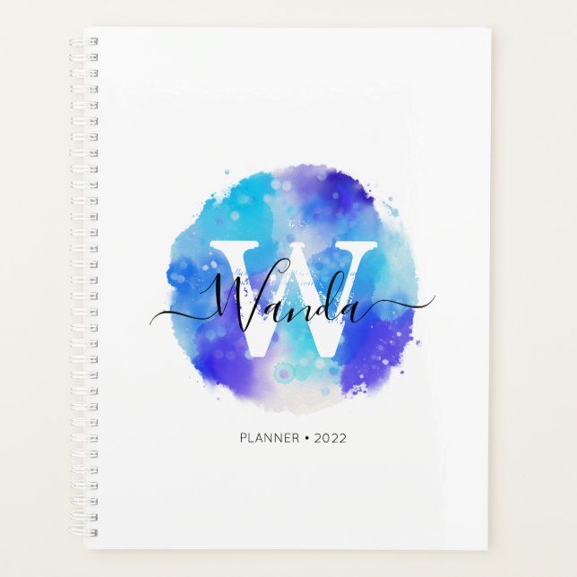 Elegant Watercolor Monogram 2022 Planner (Front)