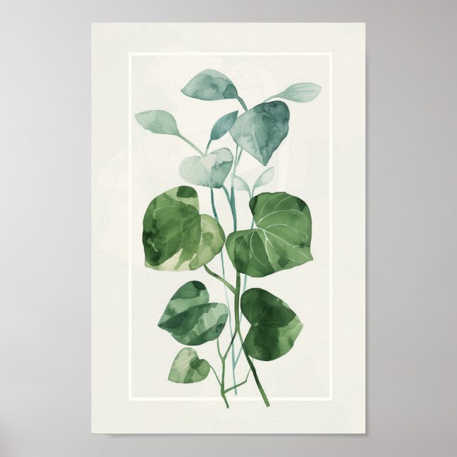 Elegant Watercolor Monstera Poster (Front)
