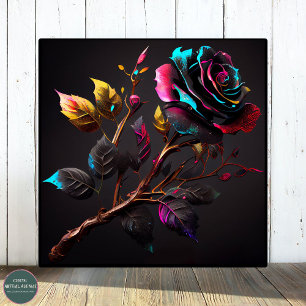 Elegant Watercolor Moody Colourful Rose Poster 