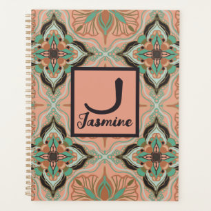Elegant Watercolor Moroccan Pink Floral Planner