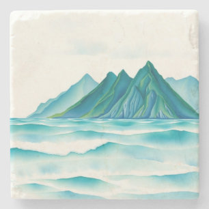 Elegant Watercolor Mountain Coasters Minimalist