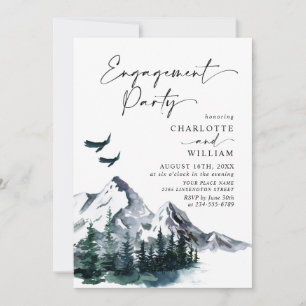 Elegant Watercolor Mountains Engagement Party  Invitation