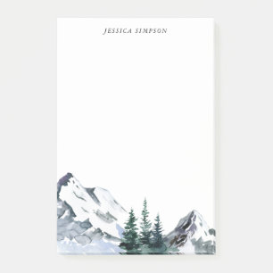 Elegant Watercolor Mountains Forest To-Do List Post-it Notes
