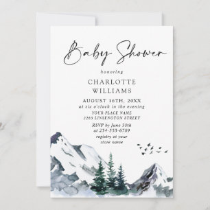 Elegant Watercolor Mountains NEUTRAL Baby Shower  Invitation
