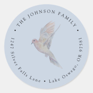 Elegant Watercolor Mourning Dove Return Address Classic Round Sticker