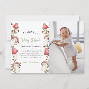 Elegant Watercolor Mushroom Woodland Photo  Thank You Card