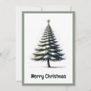 Elegant Watercolor Non Photo Christmas Tree Holiday Card