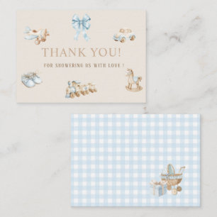 Elegant Watercolor Nursery Beige Blue boy Toys Ba Card