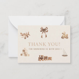 Elegant Watercolor Nursery Beige Toys Baby shower Card
