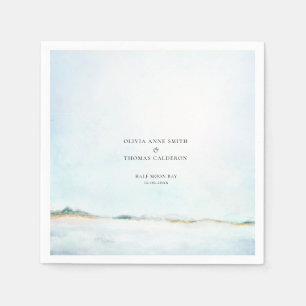 Elegant Watercolor Ocean Beach Coastal Wedding Napkin